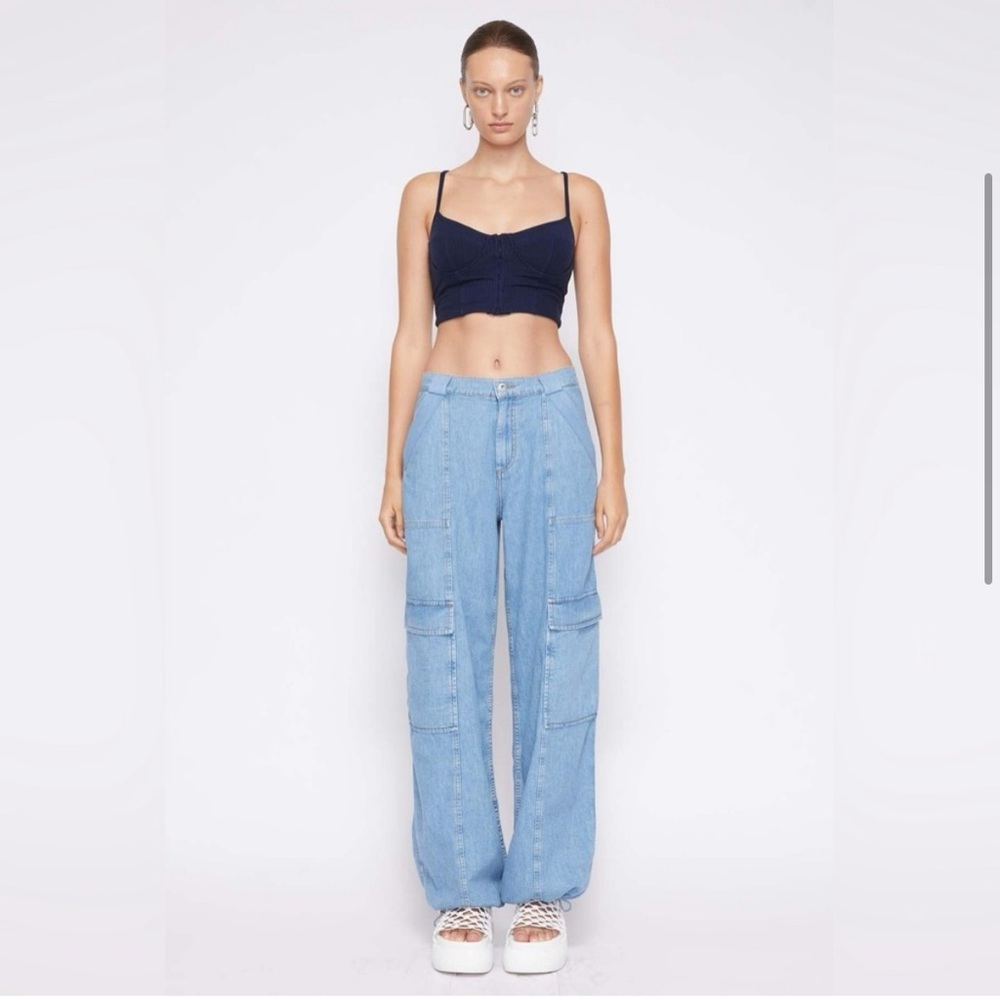 Johnathan Simkhai Standard Calista blue denim cargo jean pants XS